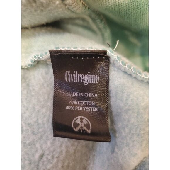 Civil Regime Aqua Marble Rose Hoodie Men's Size L Tie Dye Embroidered Flowers - Picture 9 of 10